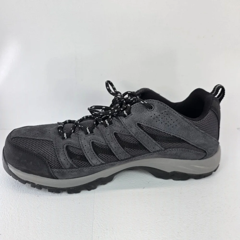 Columbia Crestwood Mens Hiking Shoes Charcoal Black Suede Mesh Trail Sneakers
